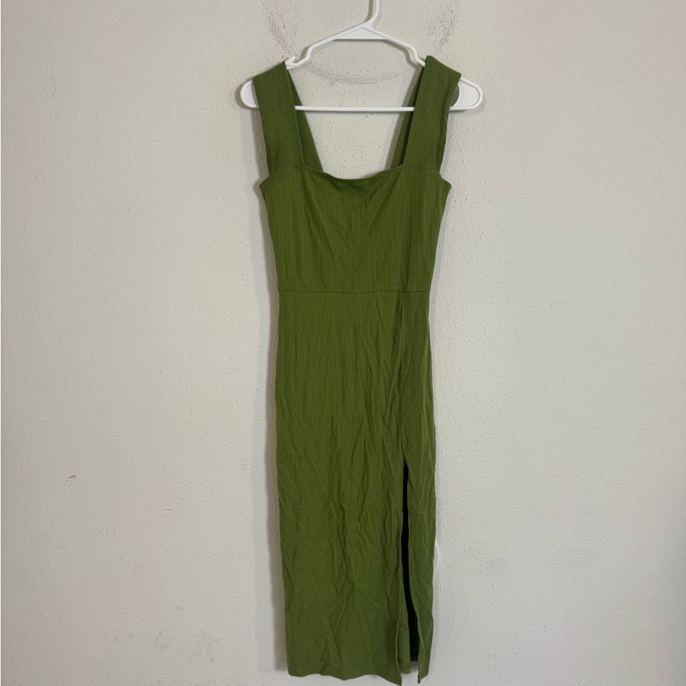 Reformation Cassie avocado green Square Neck Midi Dress - Picture 3 of 6